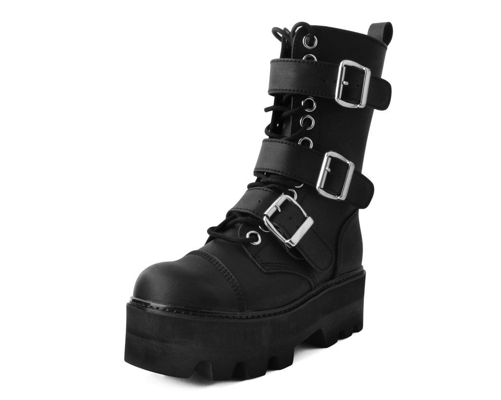 T.U.K. Shoes A9801 Black 12-Eye 3-Strap Dino Boot