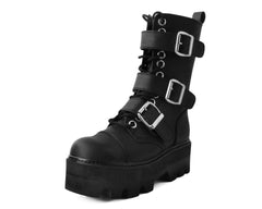 T.U.K. Shoes A9801 Black 12-Eye 3-Strap Dino Boot