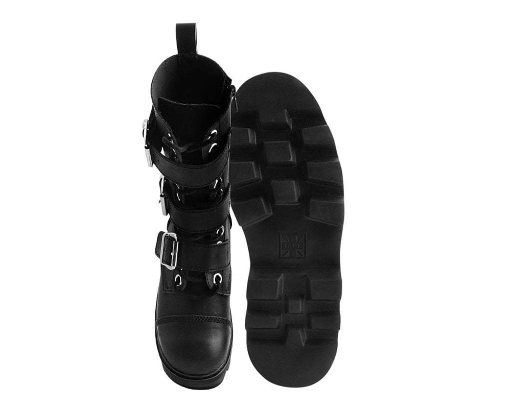 T.U.K. Shoes A9801 Black 12-Eye 3-Strap Dino Boot