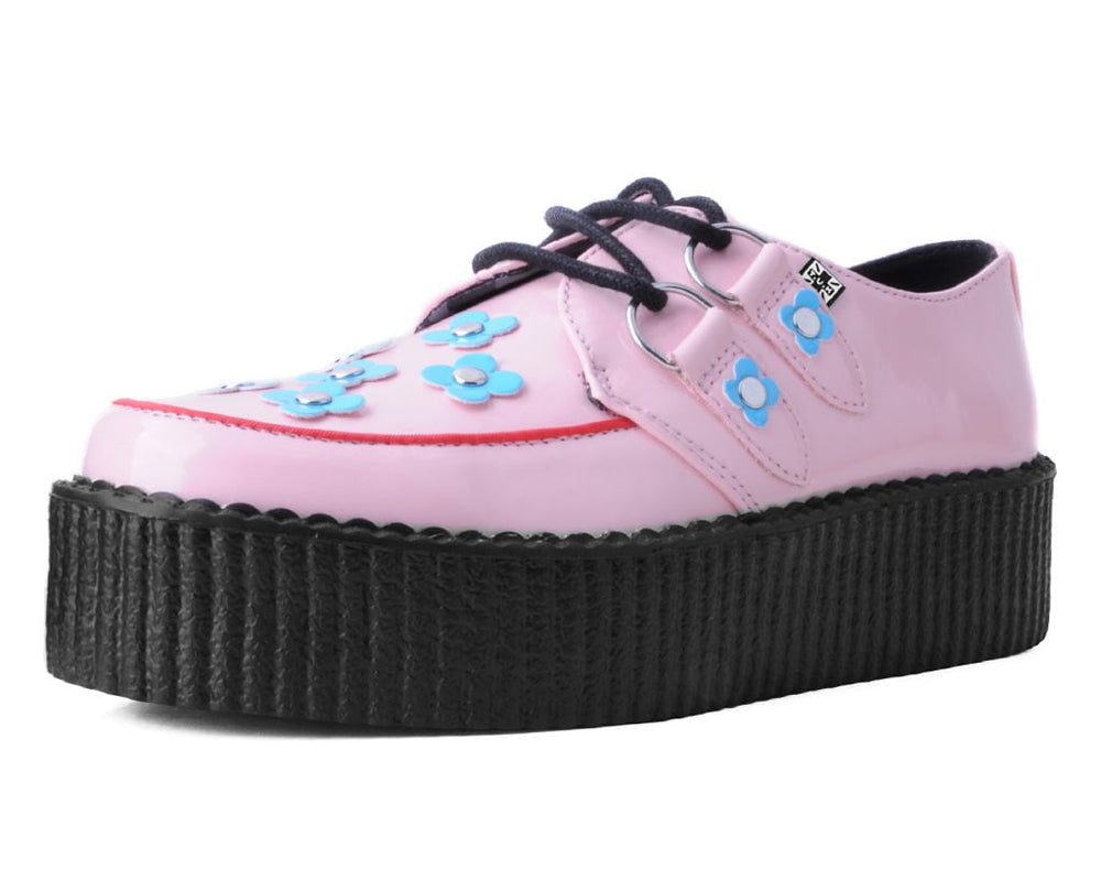 T.U.K. Shoes V3130 Pink & Blue Patent Flower Viva Mondo Creeper