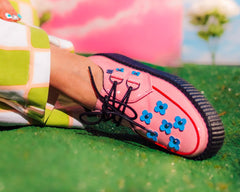 T.U.K. Shoes V3130 Pink & Blue Patent Flower Viva Mondo Creeper