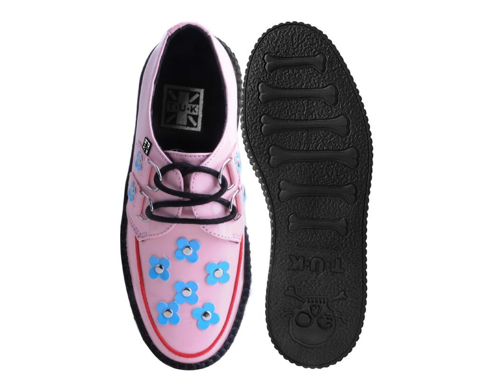 T.U.K. Shoes V3130 Pink & Blue Patent Flower Viva Mondo Creeper