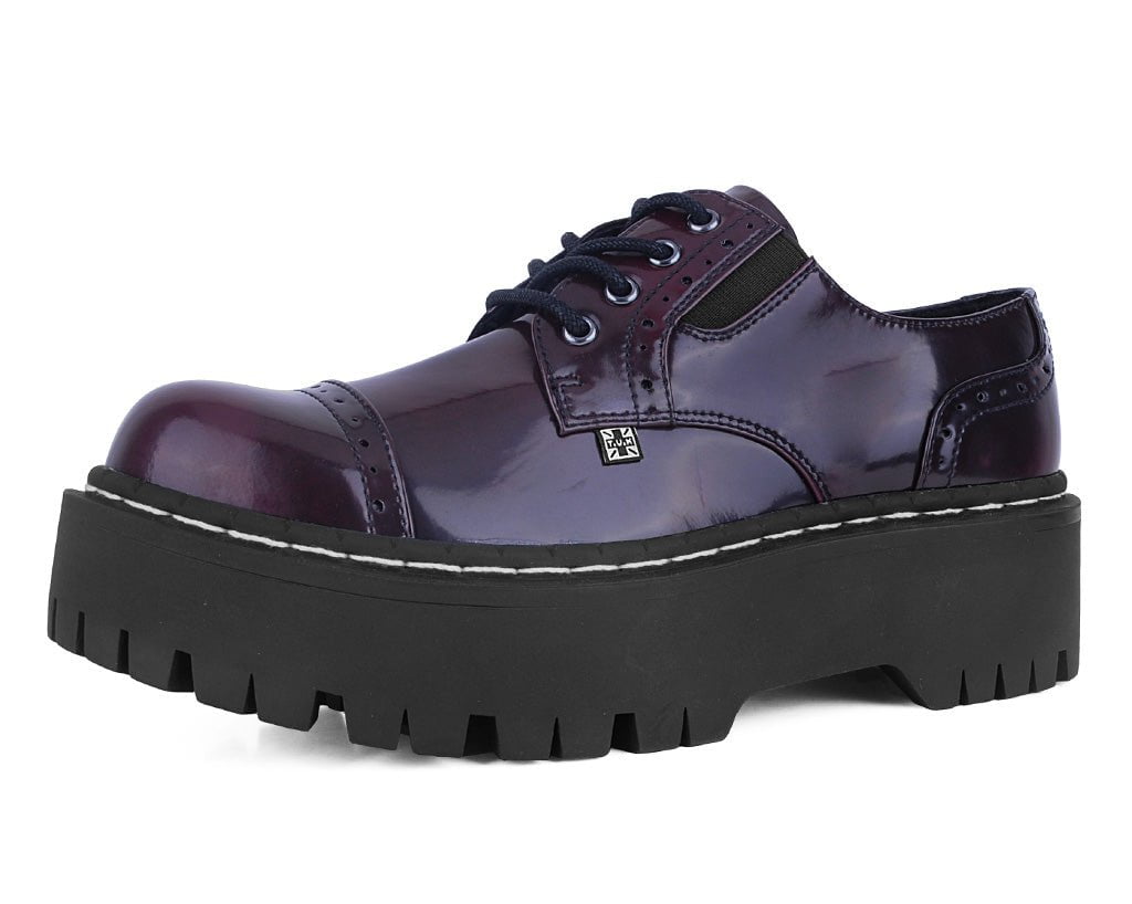 T.U.K. Shoes A3192L Burgundy Rub-Off Double Decker Brogue