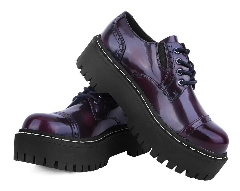 T.U.K. Shoes A3192L Burgundy Rub-Off Double Decker Brogue