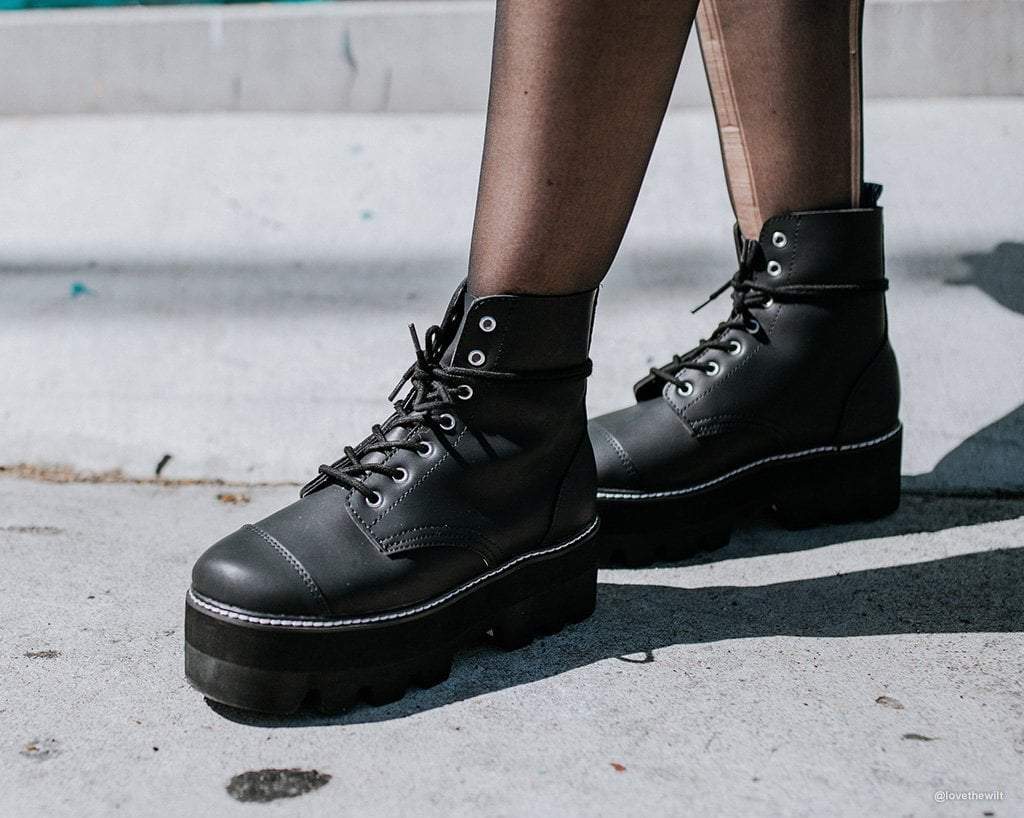 T.U.K. Shoes A9670 Black 7-Eye Dino Lug Sole Boot