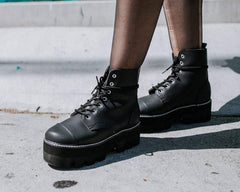 T.U.K. Shoes A9670 Black 7-Eye Dino Lug Sole Boot