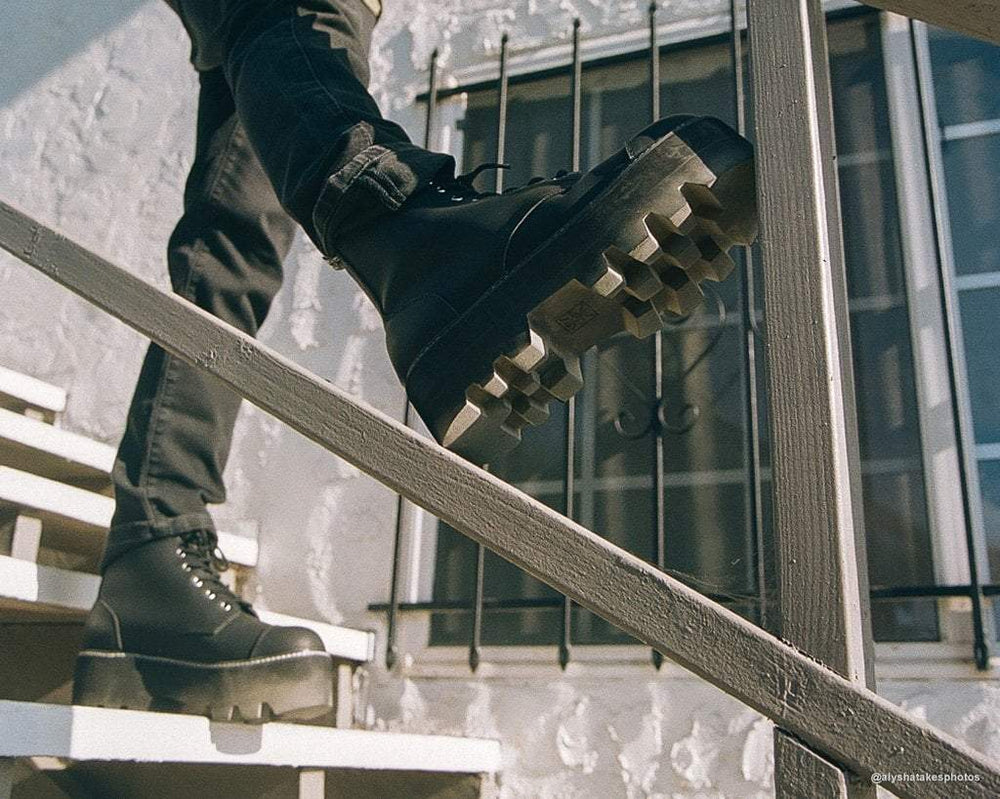 T.U.K. Shoes A9670 Black 7-Eye Dino Lug Sole Boot