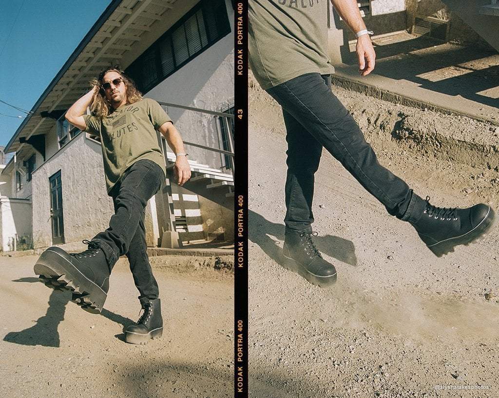 T.U.K. Shoes A9670 Black 7-Eye Dino Lug Sole Boot