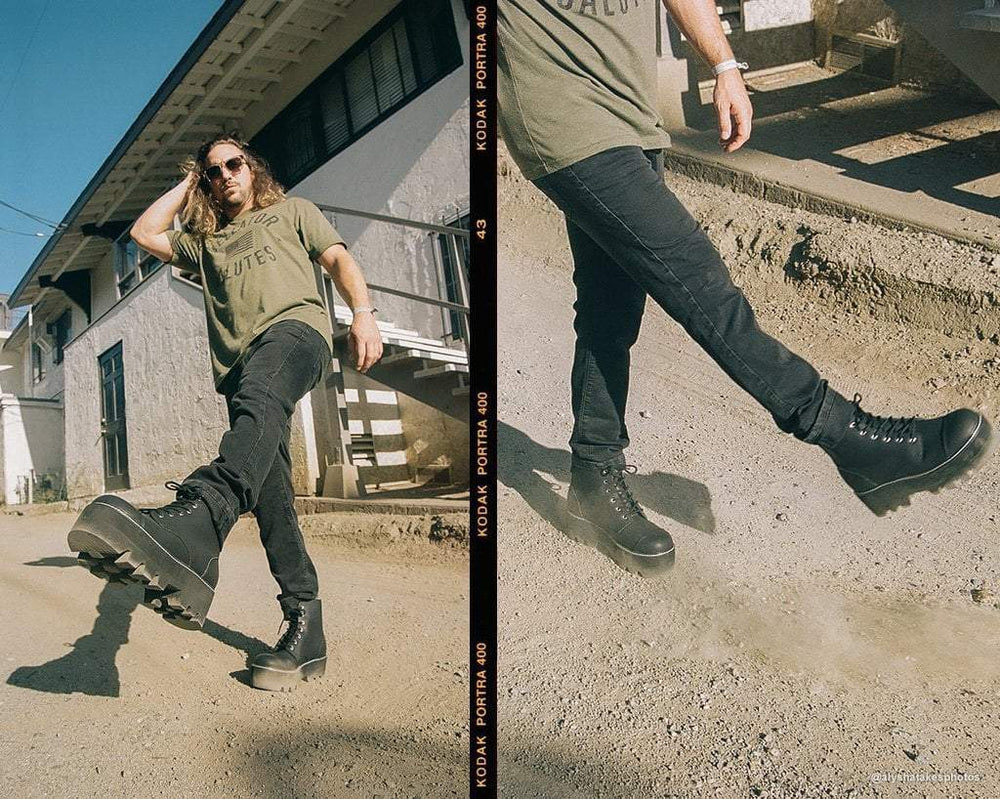 T.U.K. Shoes A9670 Black 7-Eye Dino Lug Sole Boot