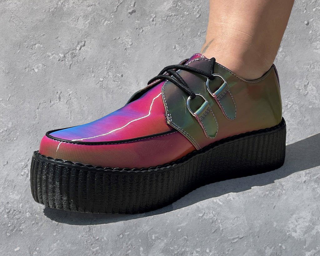 T.U.K. Shoes V3308 Rainbow Iridescent Viva Mondo Creeper