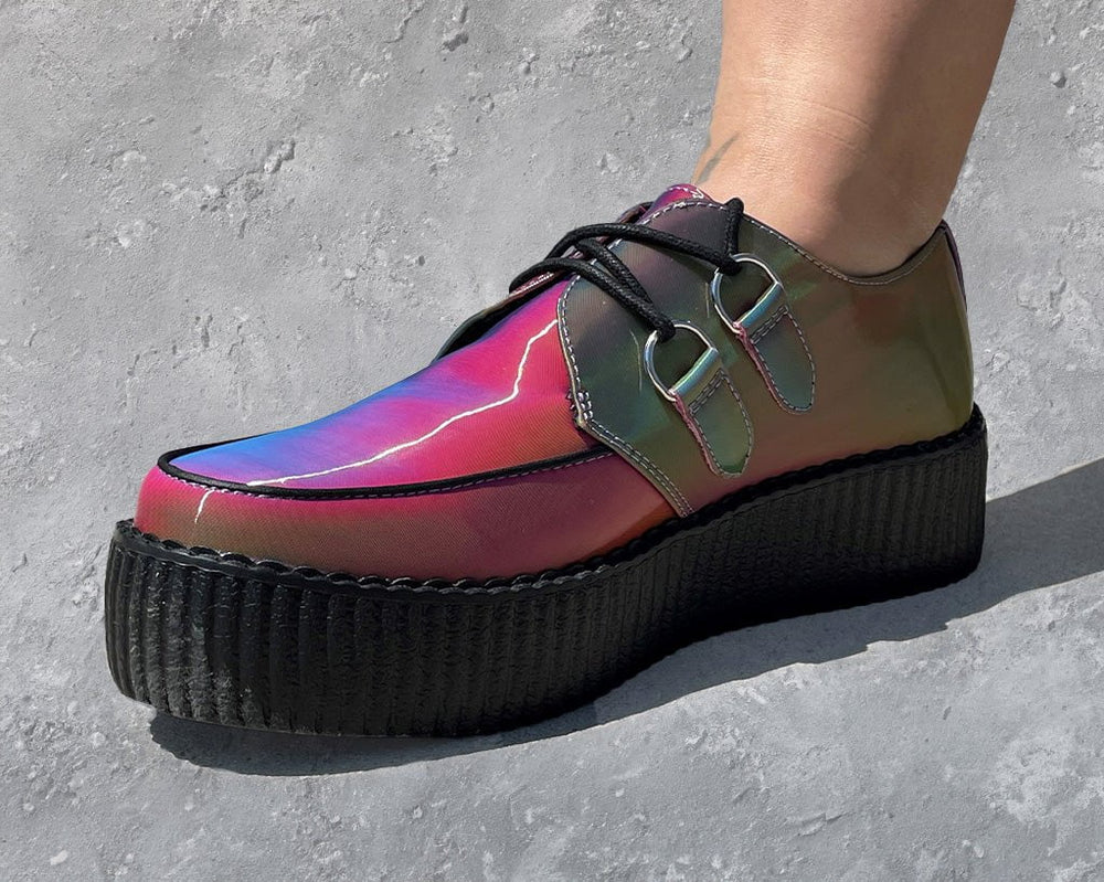 T.U.K. Shoes V3308 Rainbow Iridescent Viva Mondo Creeper