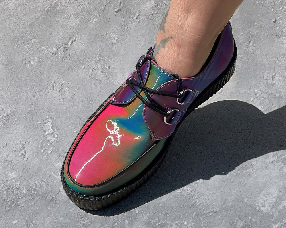 T.U.K. Shoes V3308 Rainbow Iridescent Viva Mondo Creeper
