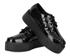 T.U.K. Shoes V3245 Black Crinkle Patent Viva Mondo Creeper