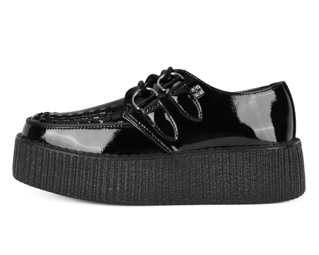 T.U.K. Shoes V3245 Black Crinkle Patent Viva Mondo Creeper