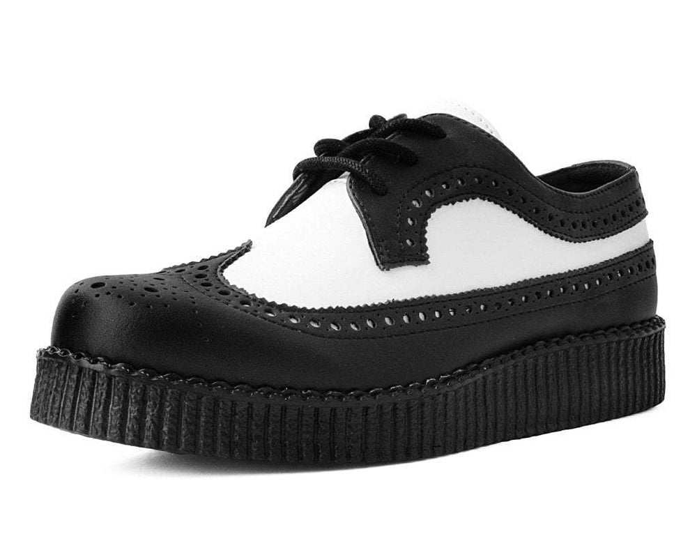 T.U.K. Shoes F9742 Black & White Wingtip TUKskin™ Viva Low Creeper