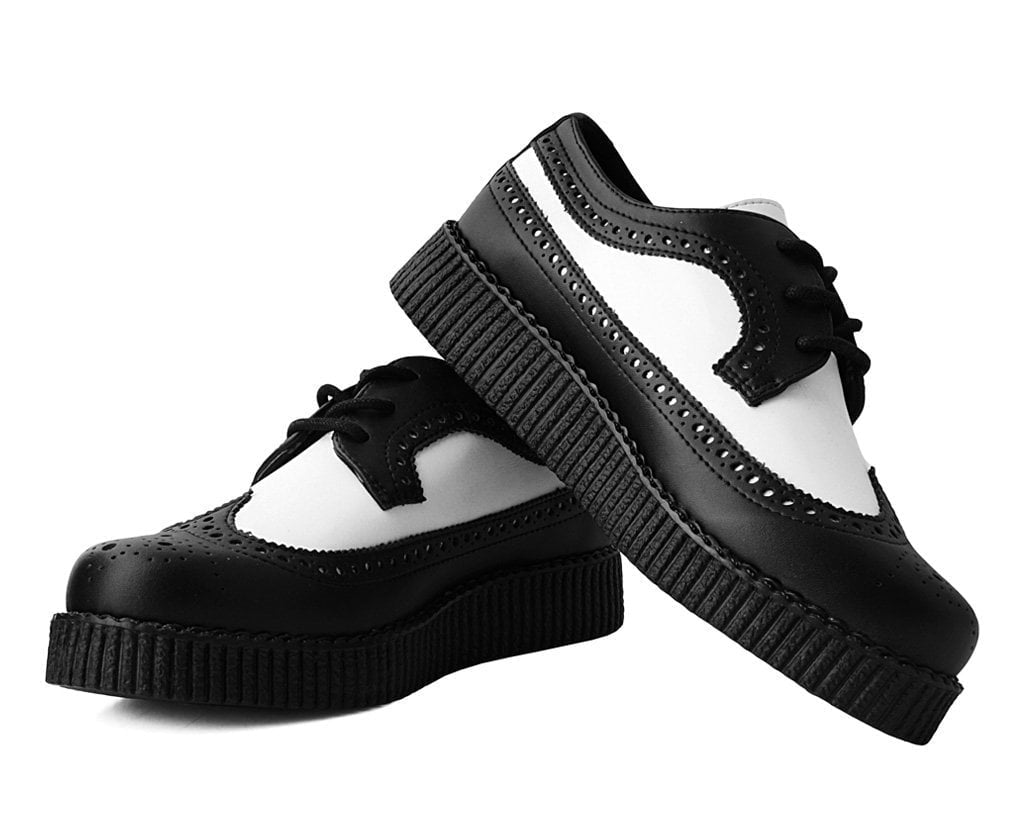 T.U.K. Shoes F9742 Black & White Wingtip TUKskin™ Viva Low Creeper