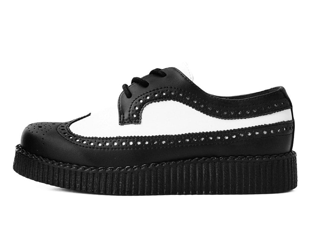 T.U.K. Shoes F9742 Black & White Wingtip TUKskin™ Viva Low Creeper
